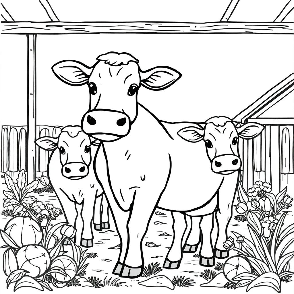 Boerderij Dieren Landelijk Schuur Tractor coloring page for children