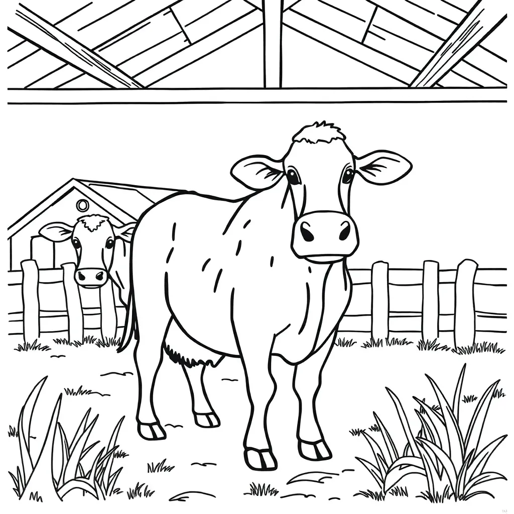 Boerderij Dieren Landelijk Tractor Schuur coloring page for children