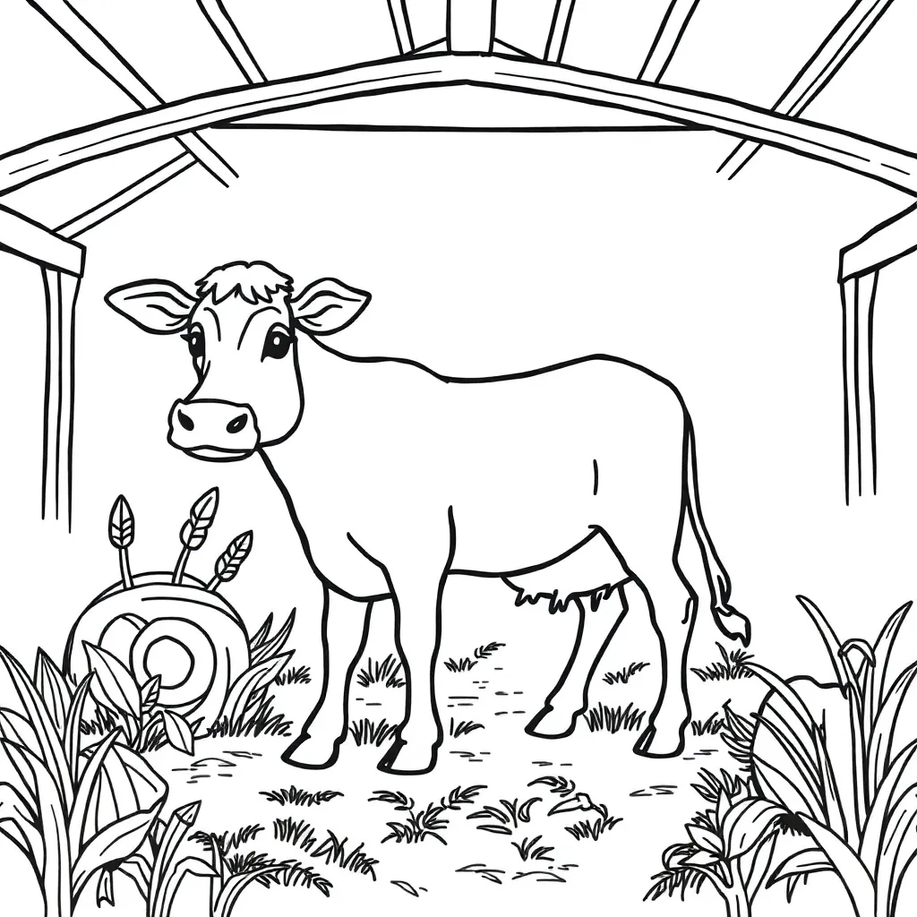 Boerderij Dieren Landelijk Tractor Schuur coloring page for children