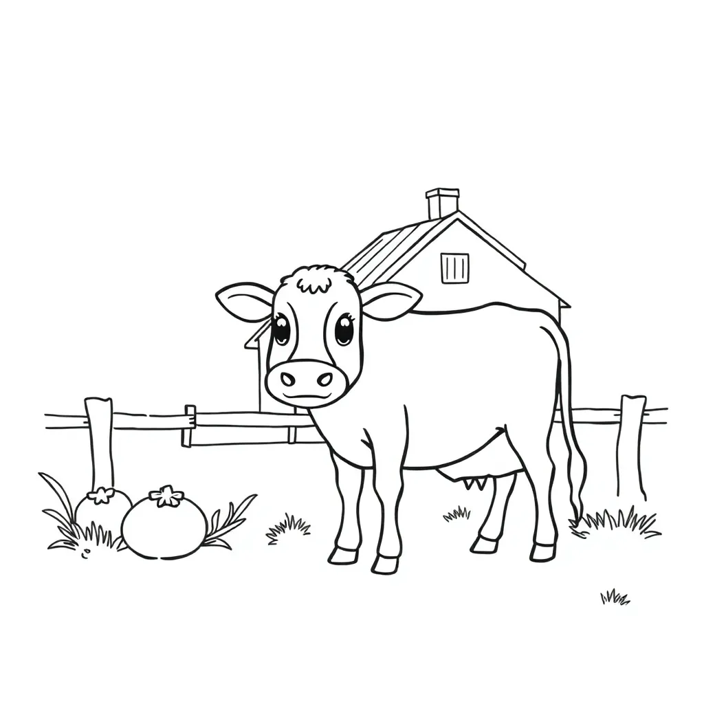 Boerderij Dieren Landelijk Tractor Schuur coloring page for children