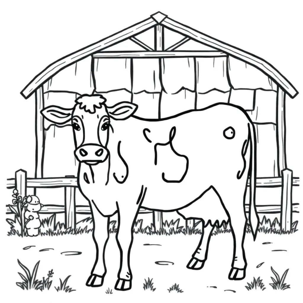Boerderij Dieren Landelijk Tractor Schuur coloring page for children
