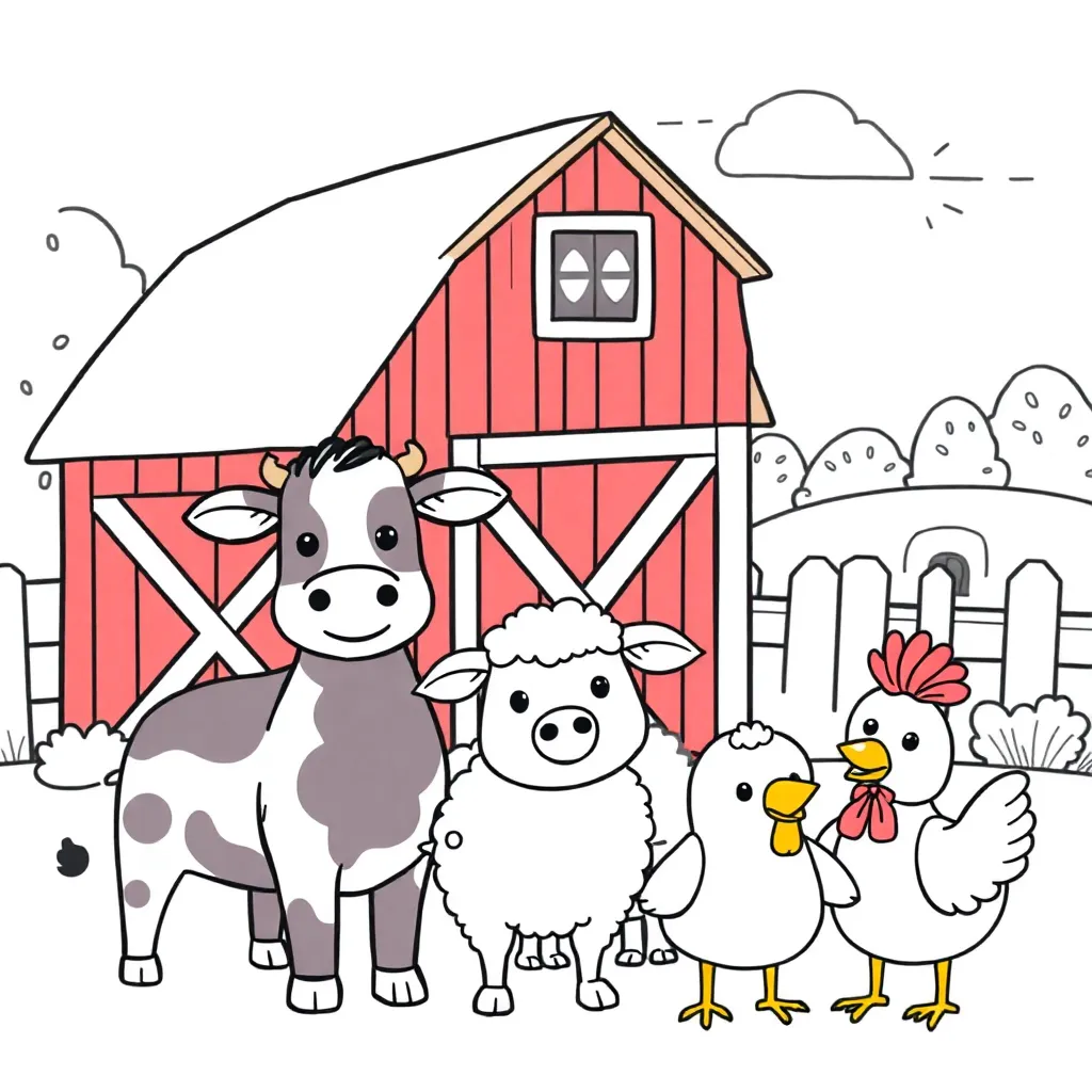 Boerderijdieren coloring page for children