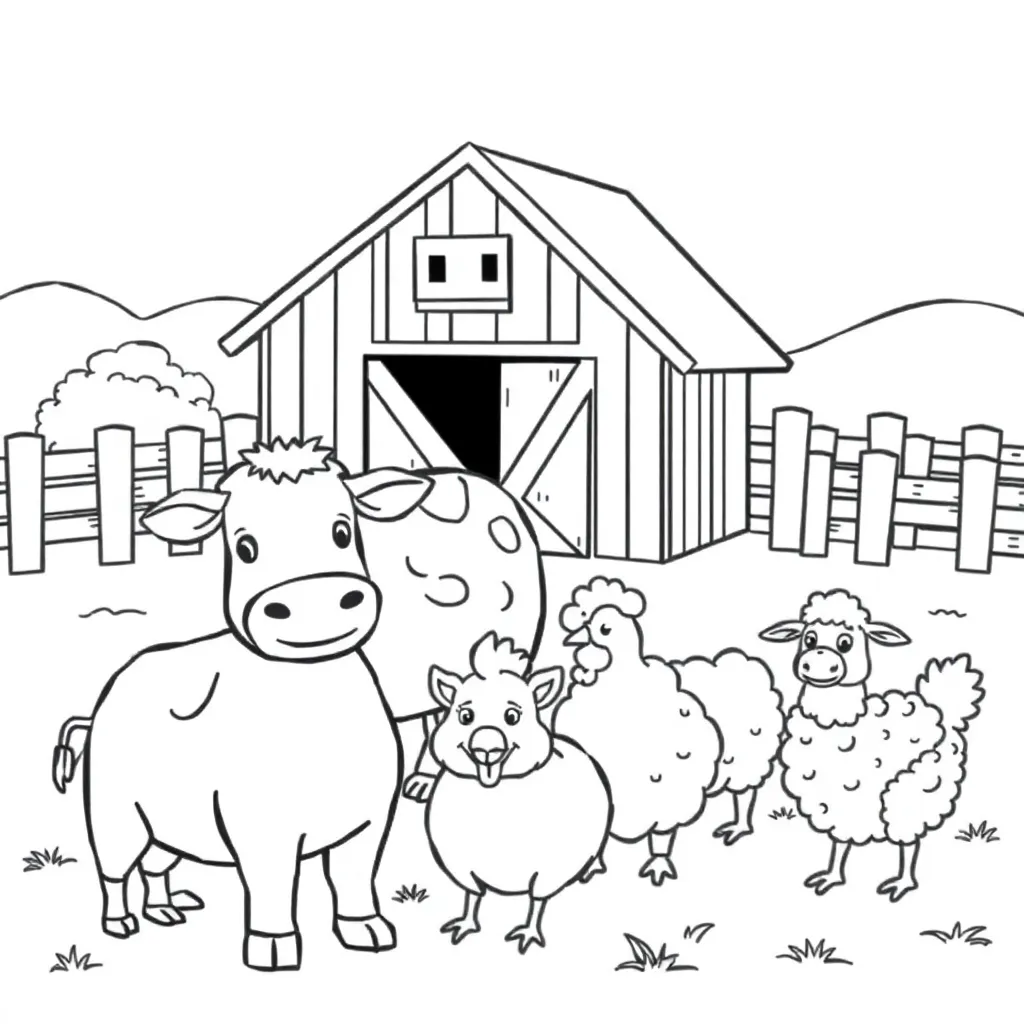 Boerderijdieren Schattige Dieren Huisdieren Kinderkleurplaat Educatief coloring page for children