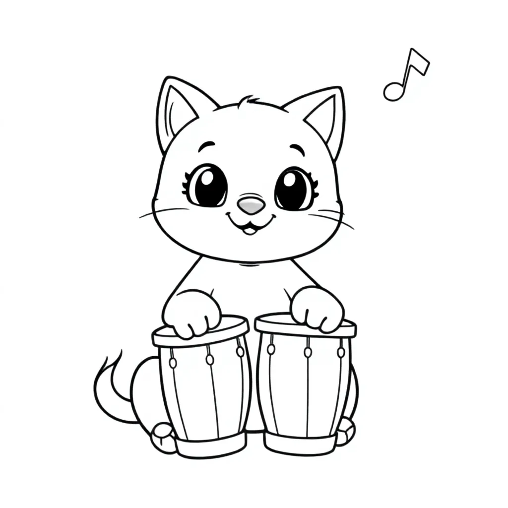 Bongo Cat coloring page for children