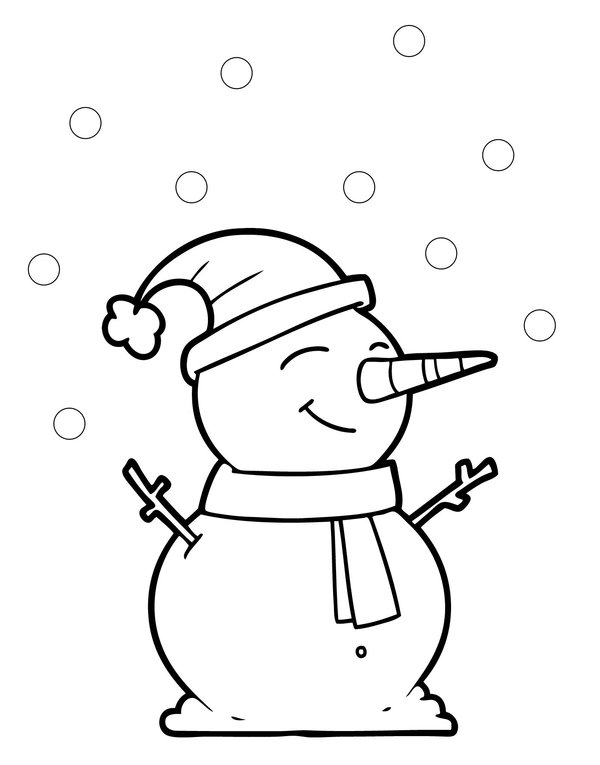 Bonhomme De Neige D Hiver coloring page for children