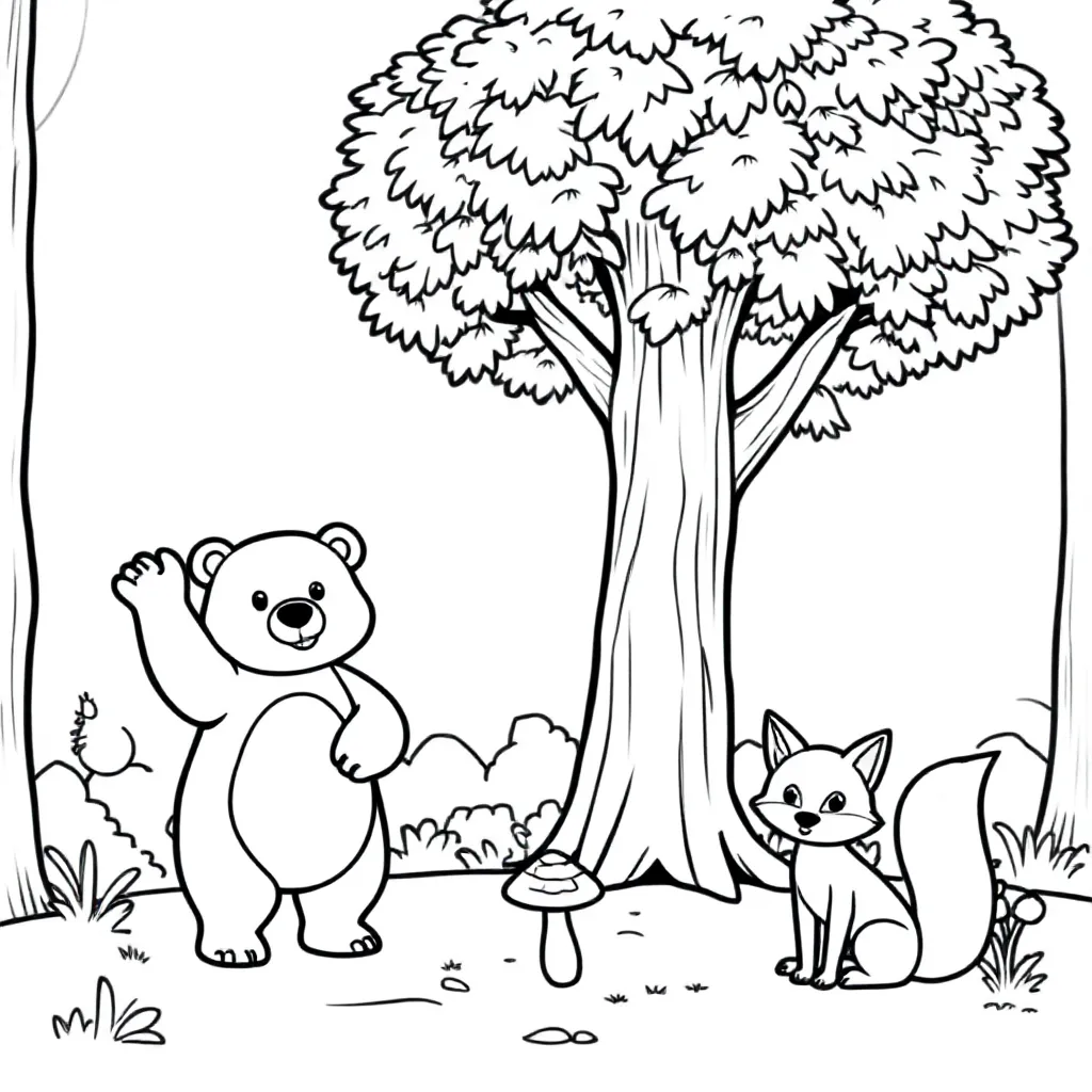 Bos en natuur coloring page for children