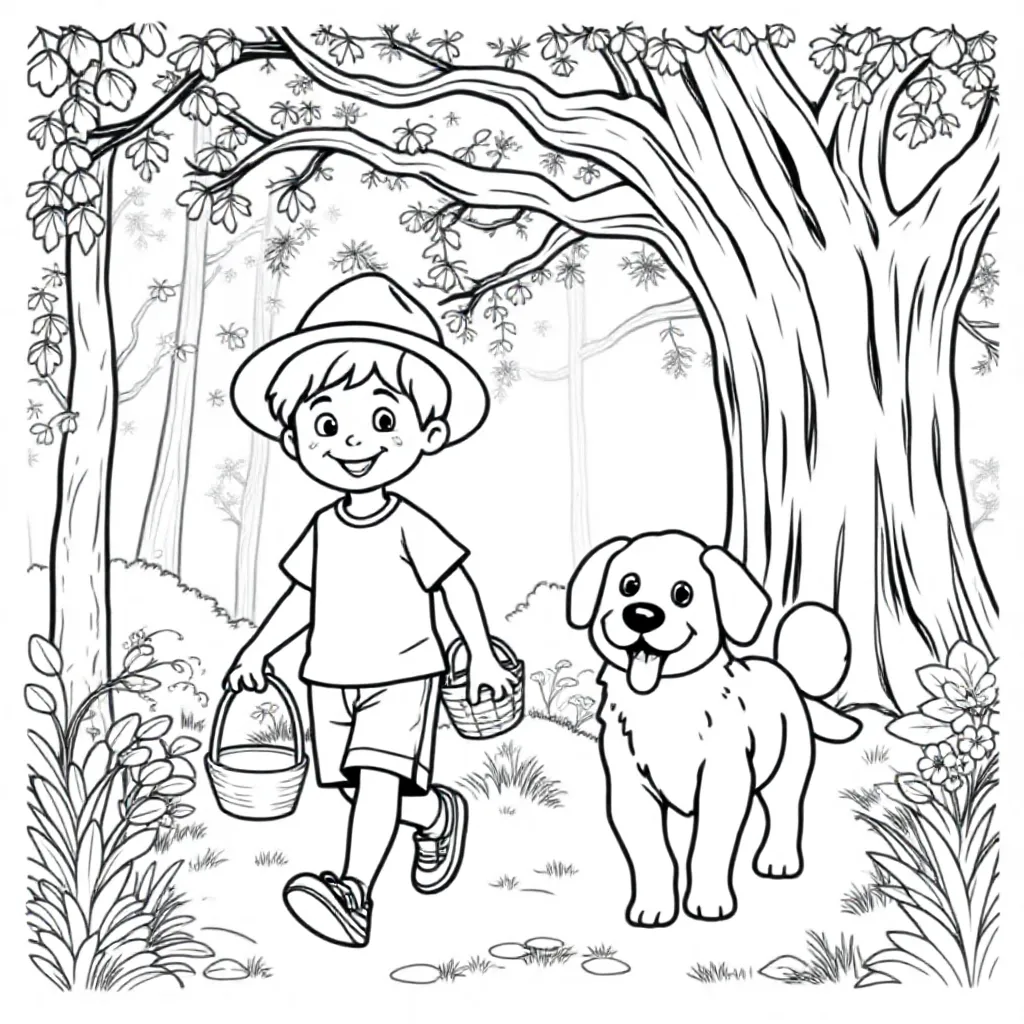 Boswandeling coloring page for children