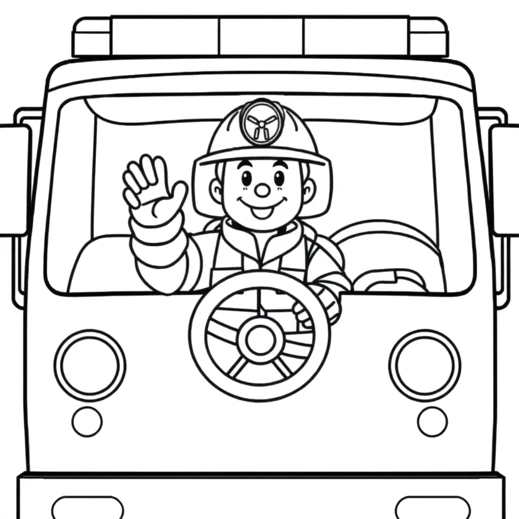 Brandweerman Sam Voertuig Held Avontuur Redding coloring page for children
