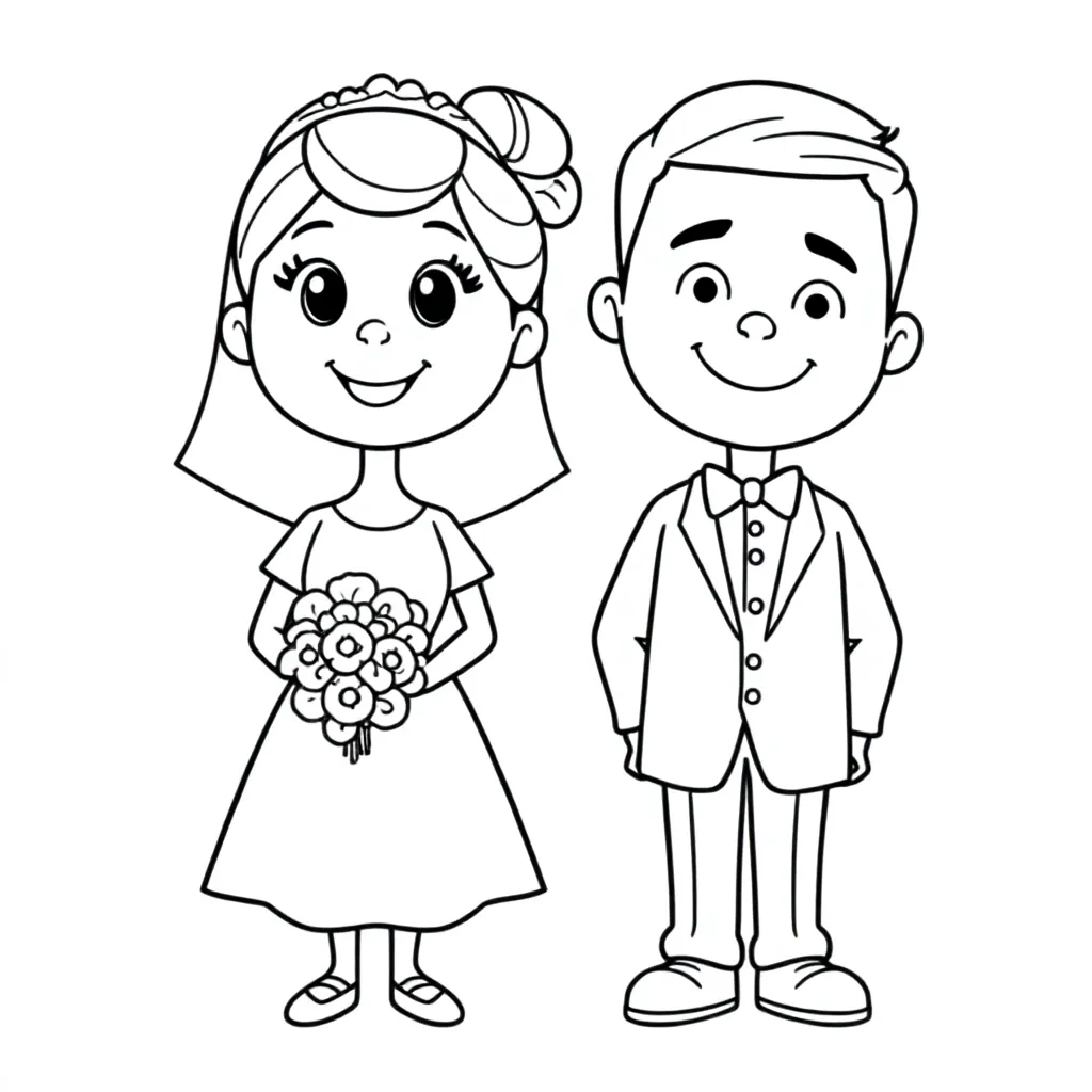 Bruidspaar coloring page for children