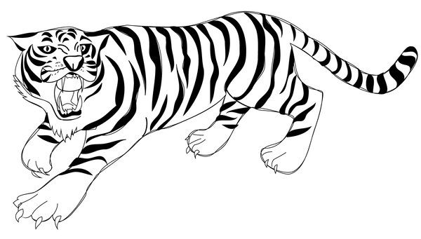 Brullende Staande Tijger coloring page for children