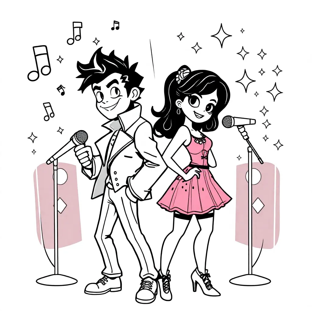 Bruno Mars En Rose Uit De Meidengroep Blackpink coloring page for children