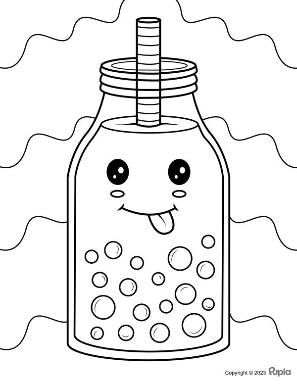 Bubble Tea aus der Flasche coloring page for children