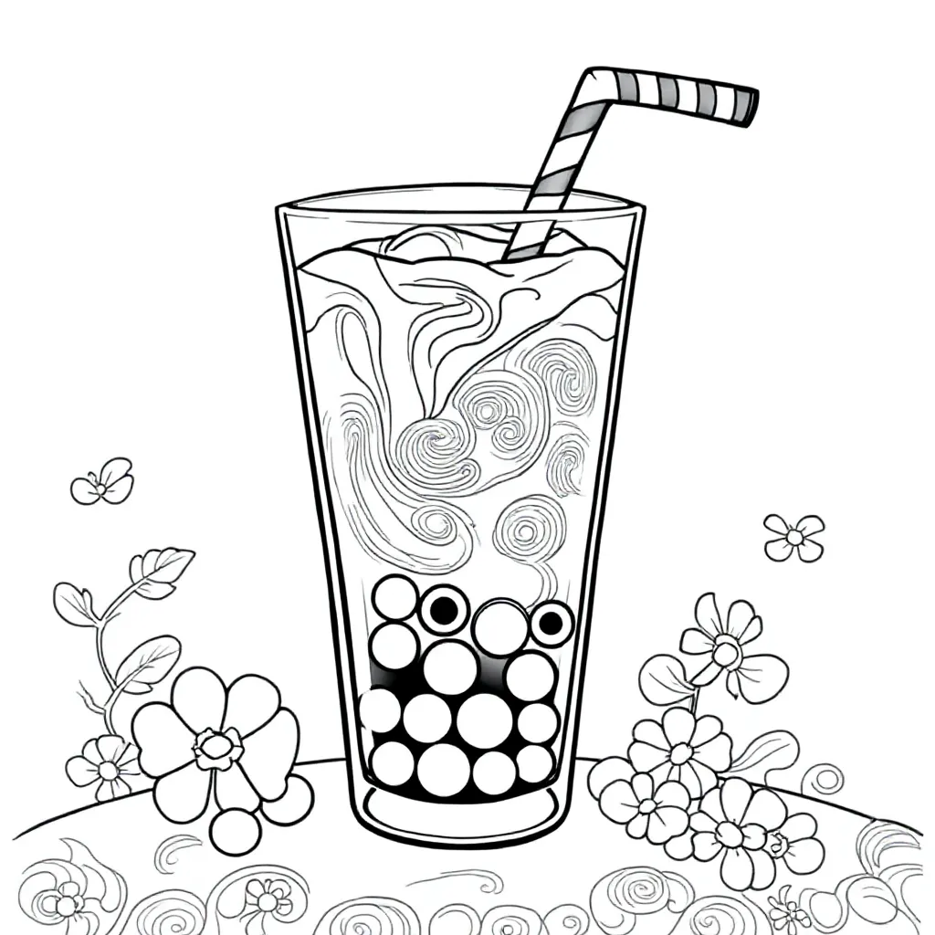 Bubble Tea coloring page for children
