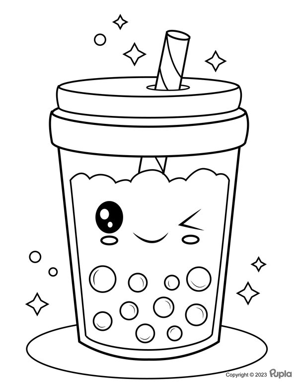 Bubble Tea Zwinkern coloring page for children