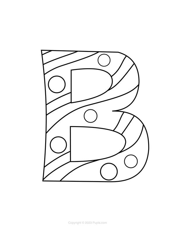 Buchstabe B mit Kreisen und Linien coloring page for children