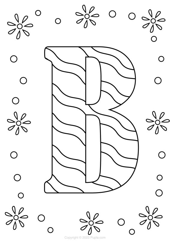 Buchstabe B mit wellenförmigem Muster coloring page for children