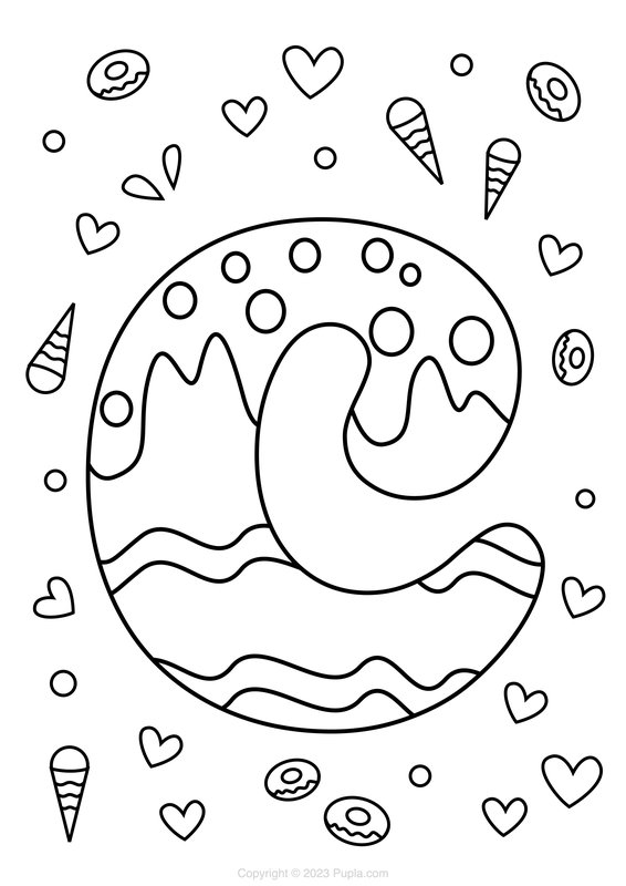 Buchstabe C Eiscreme-Stil coloring page for children