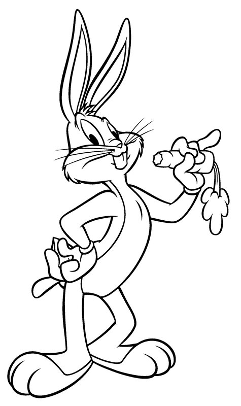 Bugs Bunny mangeant une carotte coloring page for children