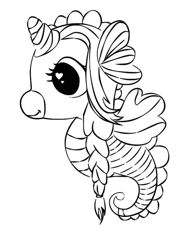 Caballito De Mar Kawaii coloring page for children