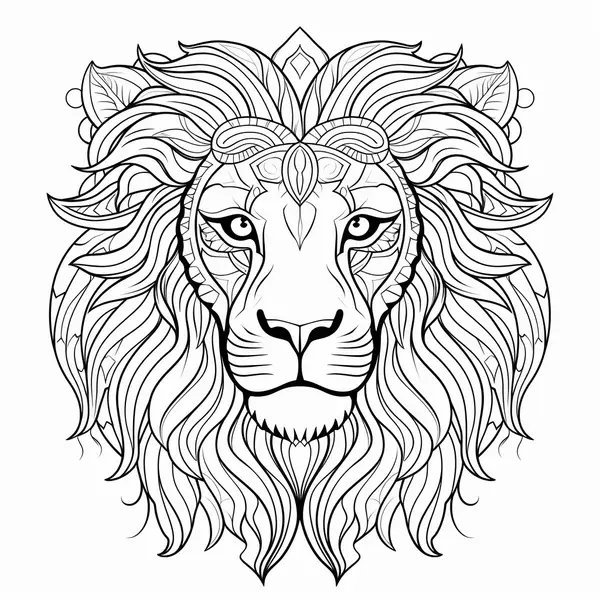 Cabeza De Leon Detallada coloring page for children