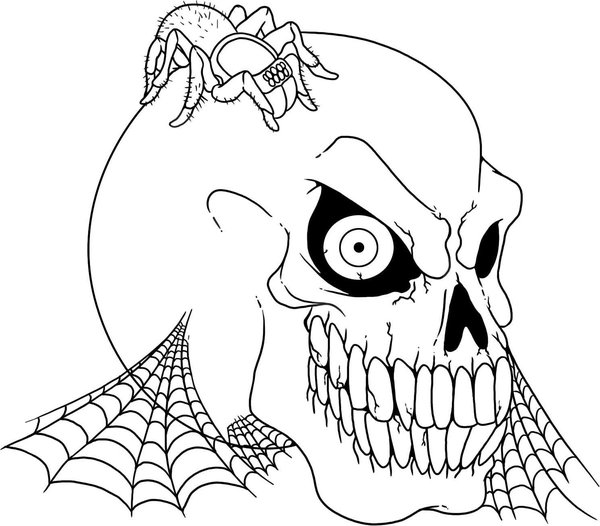 Calavera Y Arana De Halloween coloring page for children