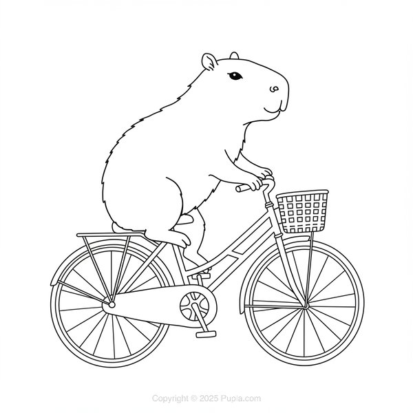 Capibara en bicicleta coloring page for children