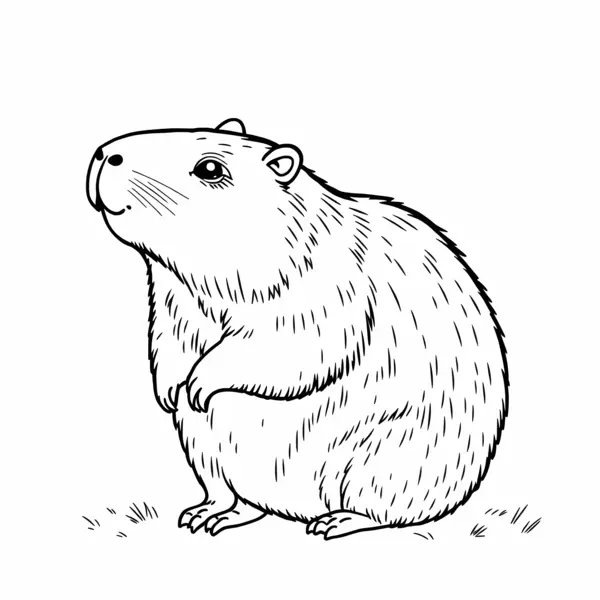 Capybara Sitzend coloring page for children