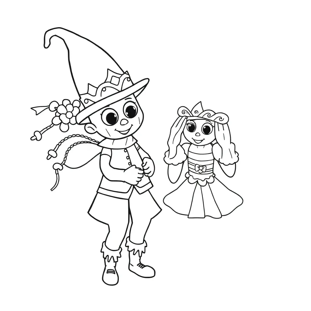 Carnaval Feest Kostuum Vrolijk Kinderen coloring page for children