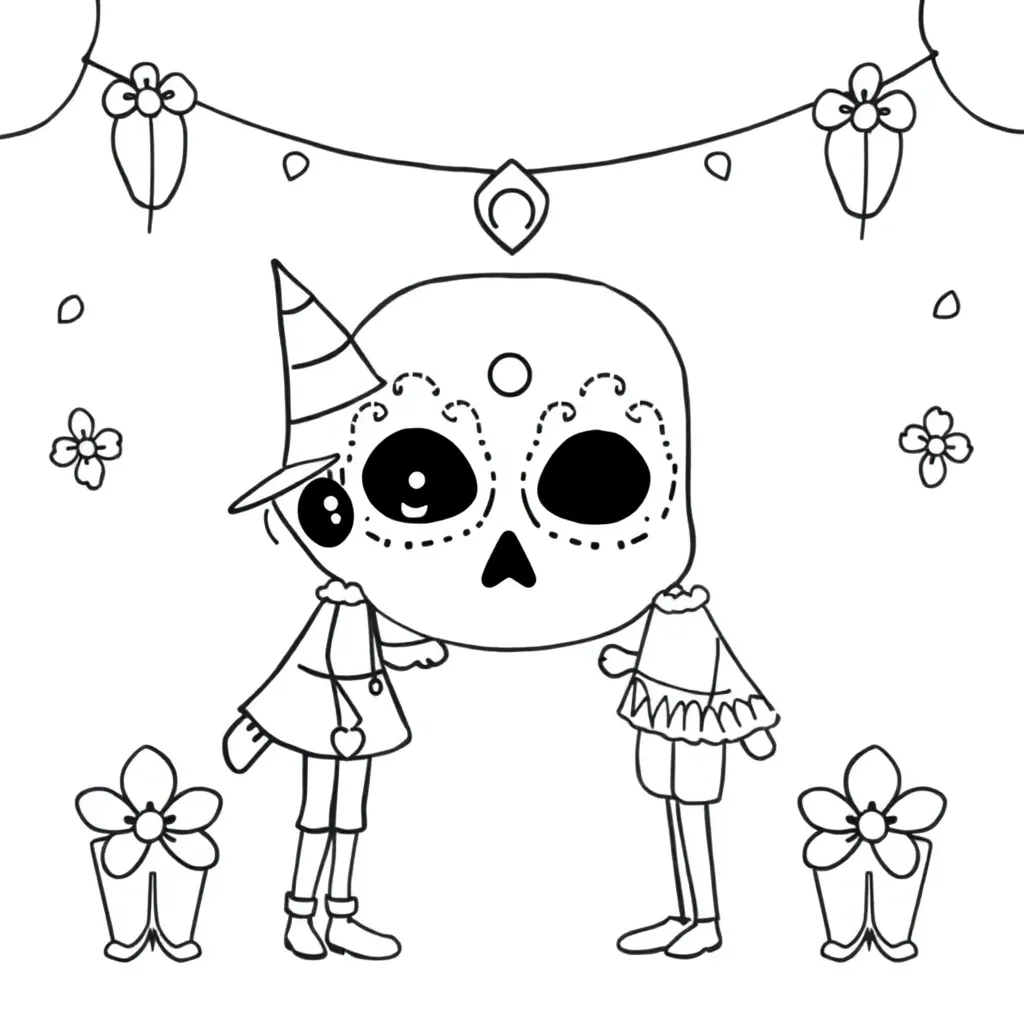 Carnaval Feest Kostuum Vrolijk Kleurrijk coloring page for children