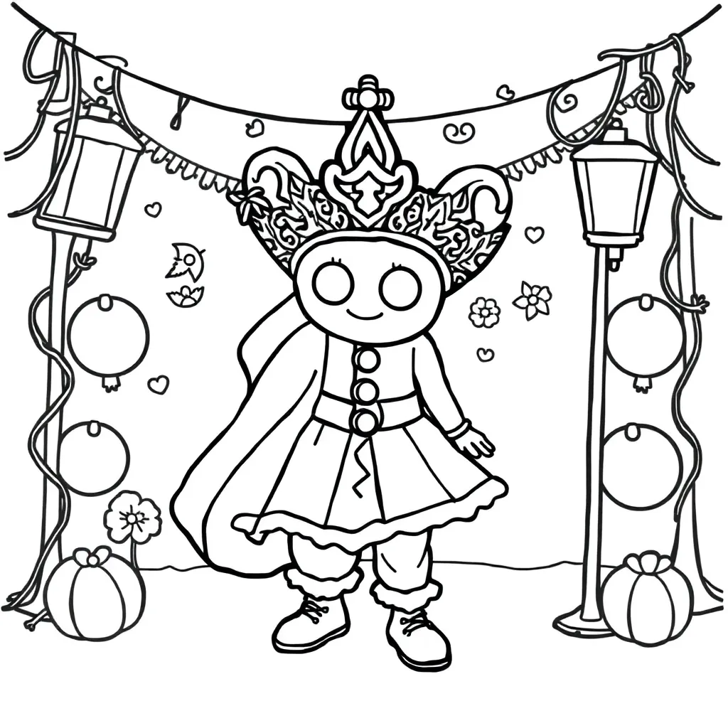 Carnaval Feest Optocht Kostuum Vrolijk coloring page for children