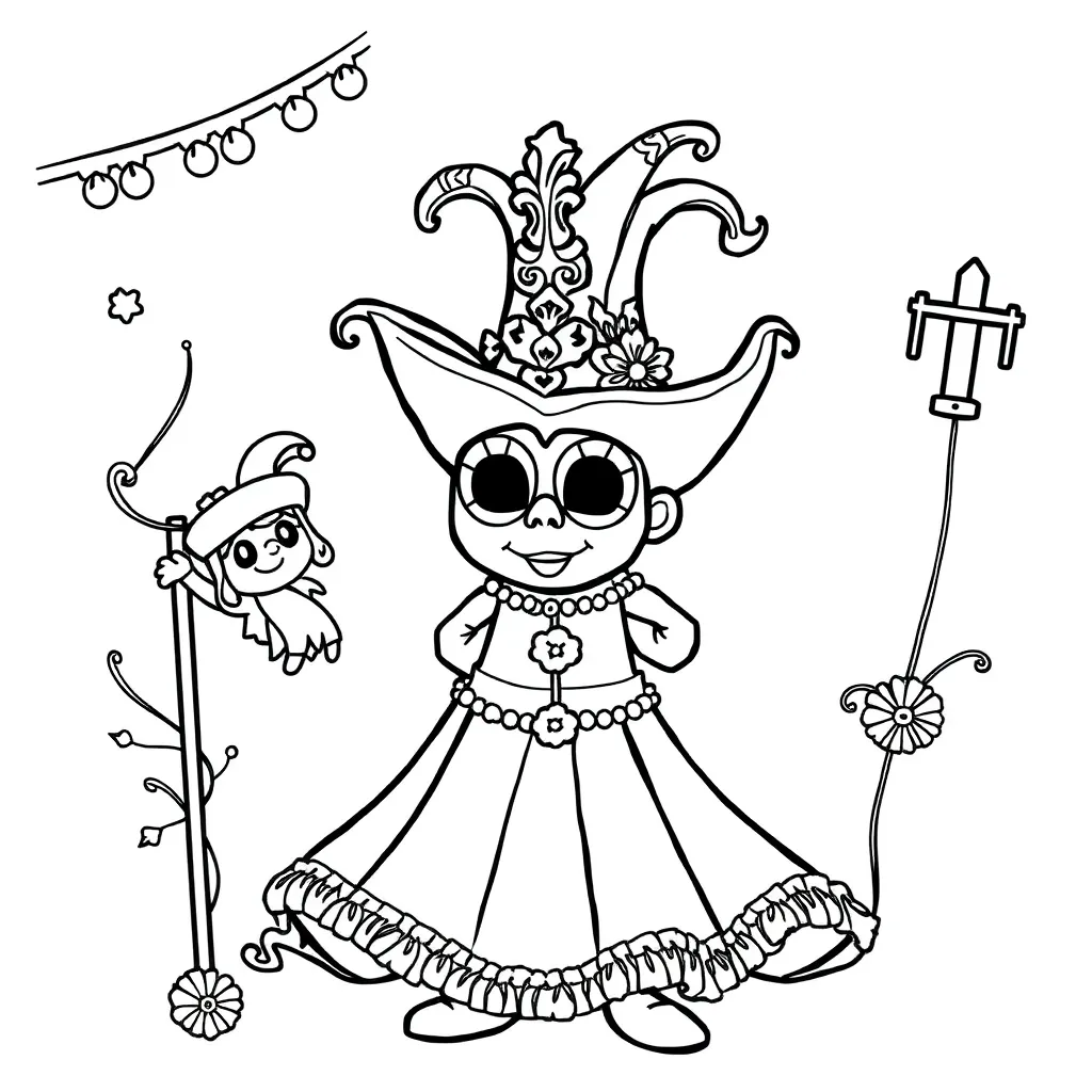 Carnaval Feest Optocht Kostuum Vrolijk coloring page for children