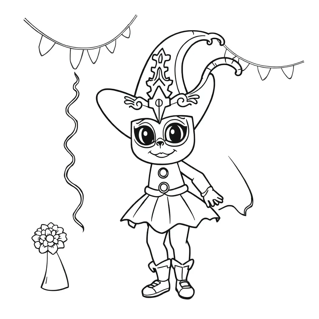 Carnaval Feest Optocht Kostuum Vrolijk coloring page for children