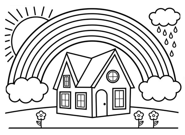 Casa Rainbow Above coloring page for children
