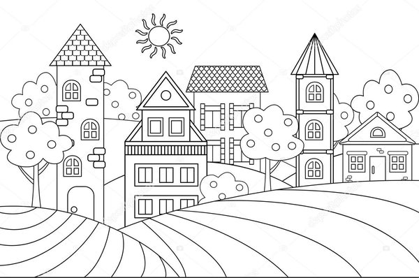 Casas De Pueblo coloring page for children