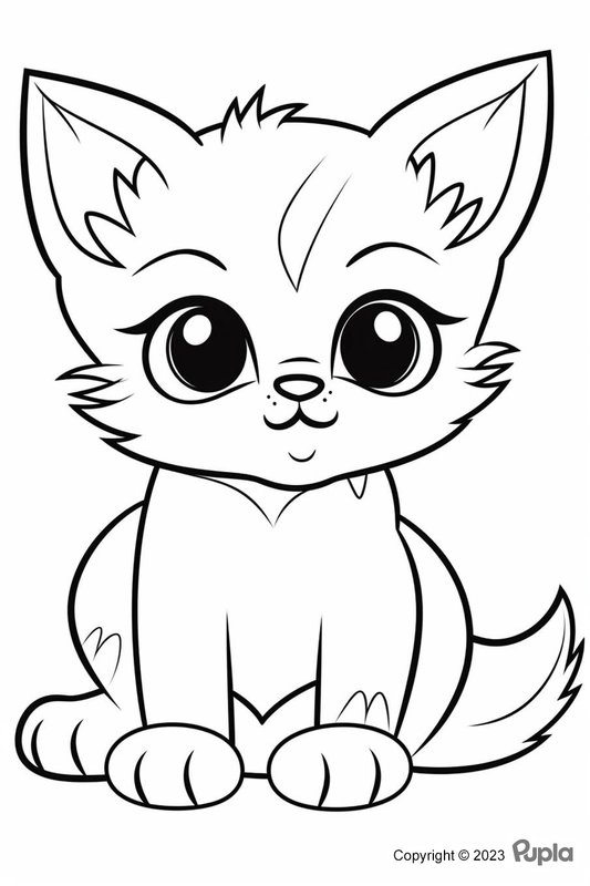Chaton Mignon Aux Grands Yeux coloring page for children