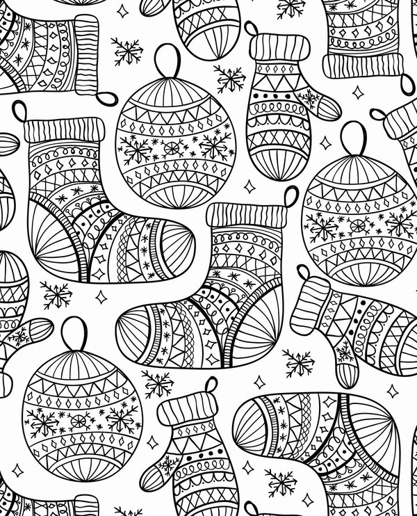 Chaussettes Et Boules De Noel coloring page for children