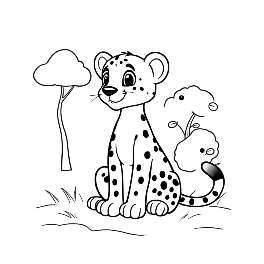 cheetah kleurplaat voor kinderen