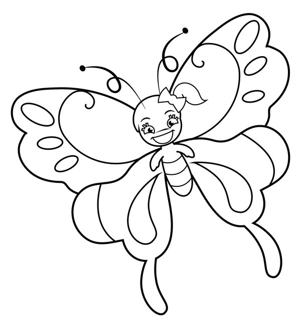 Chica mariposa coloring page for children