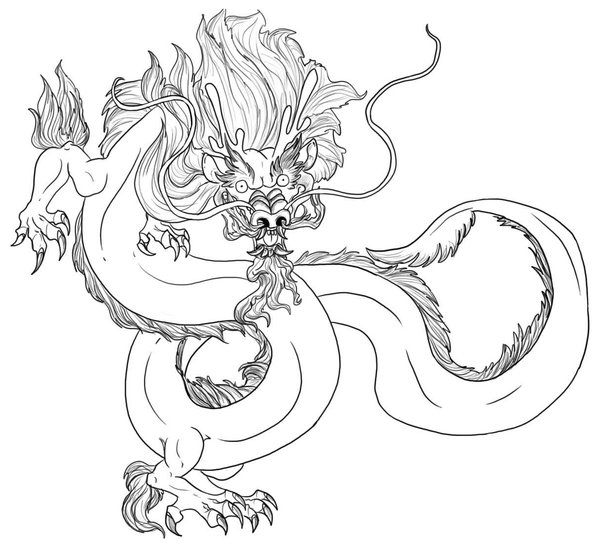 Chinese Draak coloring page for children