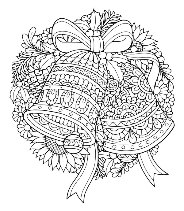 Christmas Bells Detailed coloring page for children