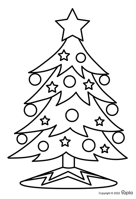Christmas Tree Easy Cute coloring page for children