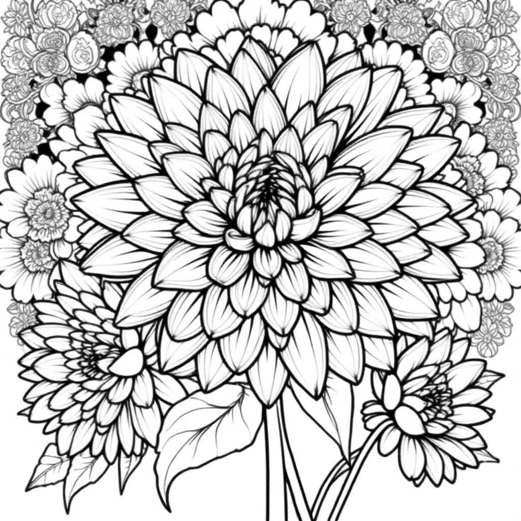 Chrysantenbloemen coloring page for children