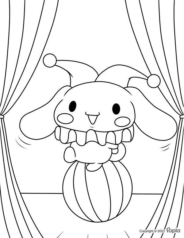 Cinnamoroll Actuando Sobre una Bola coloring page for children