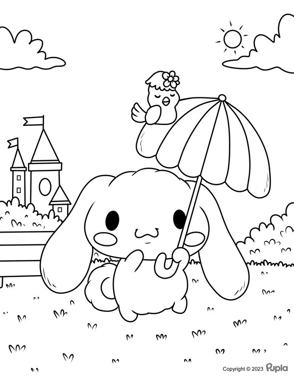 Cinnamoroll Con Un Paraguas En La Mano coloring page for children