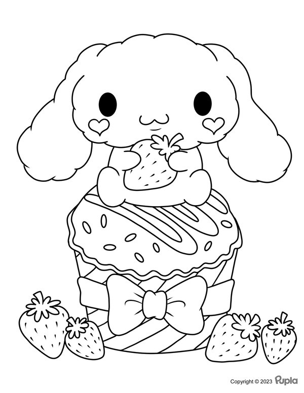 Cinnamoroll Eating A Strawberry coloring page for children