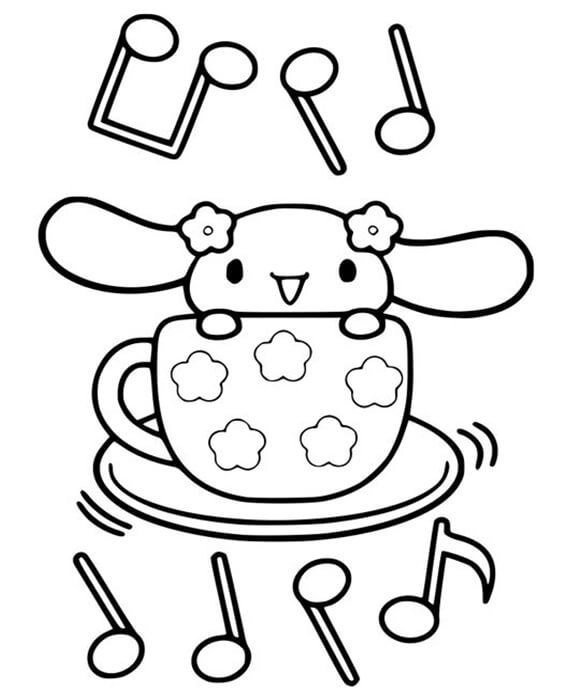 Cinnamoroll En Copa Con Musica coloring page for children
