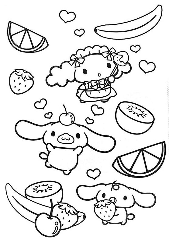 Cinnamoroll Fruit coloring page for children