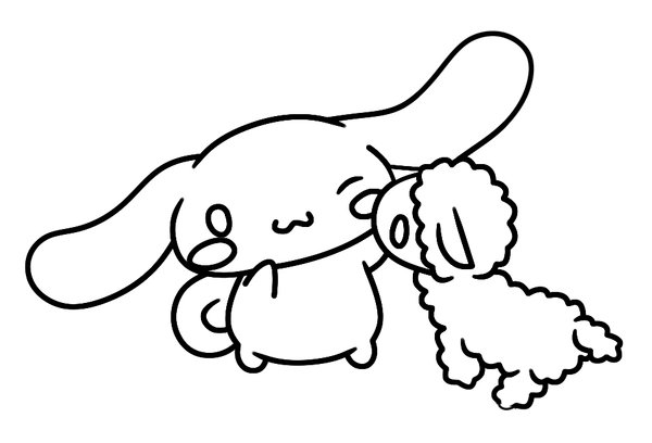 Cinnamoroll lamido por ovejas coloring page for children