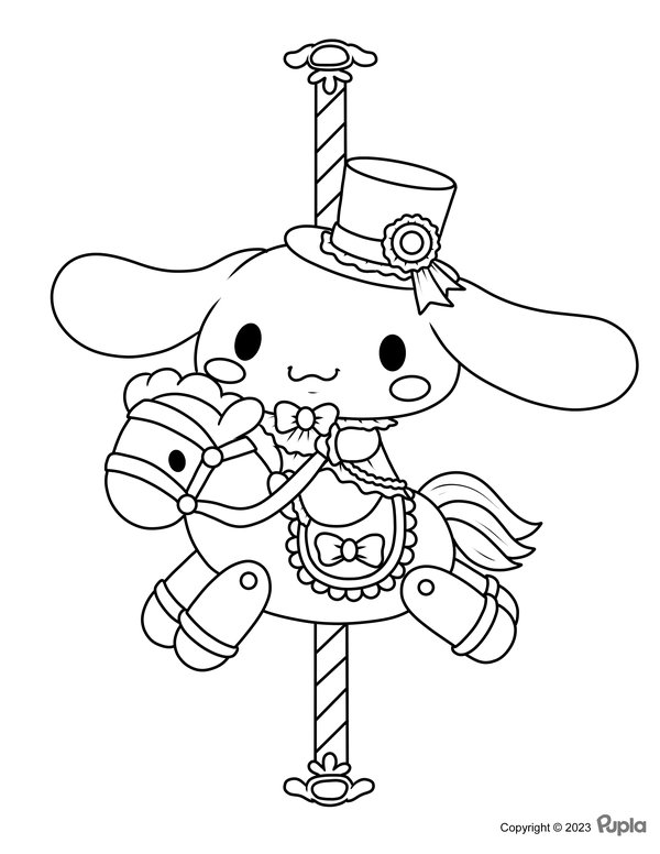 Cinnamoroll Sentado en un Carrusel coloring page for children