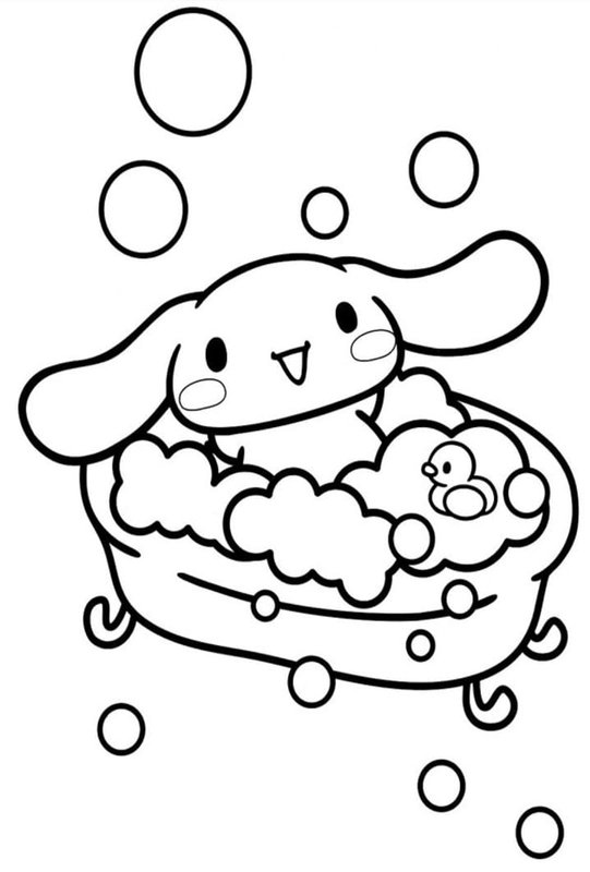 Cinnamoroll tomando un baño coloring page for children